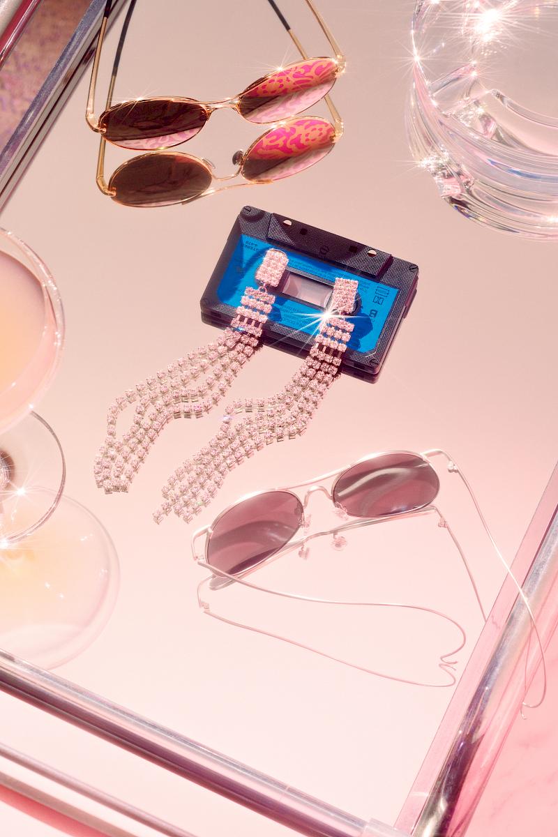 Bluemarine earrings, Pomellato and Linda Farrow x Phillip Lim shades